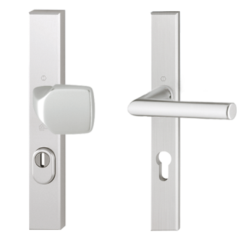 Hoppe Amsterdam smalschild knop/kruk - aluminium F1 - PC92 LS met kerntrekbeveiliging (rechthoekig) - SKG*** Hoppe Amsterdam smalschild knop/kruk - aluminium F1 - PC92 LS met kerntrekbeveiliging (rechthoekig) - SKG***