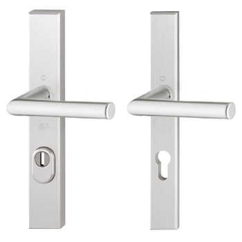 Hoppe Amsterdam smalschild kruk/kruk - aluminium F1 - PC55 met kerntrekbeveiliging (rechthoekig) - SKG***