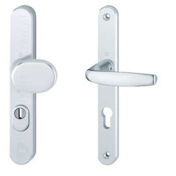 Hoppe Atlanta smalschild knop/kruk - aluminium F1 - PC72 LS met kerntrekbeveiliging (afgerond) - SKG*** Hoppe Atlanta smalschild knop/kruk - aluminium F1 - PC72 LS met kerntrekbeveiliging (afgerond) - SKG***