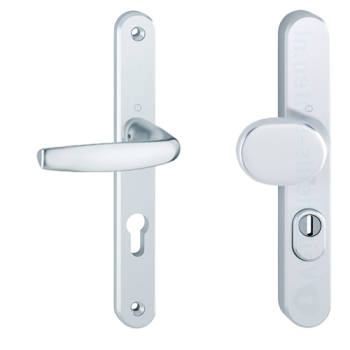 Hoppe Atlanta smalschild knop/kruk - aluminium F1 - PC55 RS met kerntrekbeveiliging (afgerond) - SKG*** Hoppe Atlanta smalschild knop/kruk - aluminium F1 - PC55 RS met kerntrekbeveiliging (afgerond) - SKG***