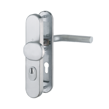 Hoppe Bonn veiligheidsbeslag knop/kruk - F69 - PC72 LS met kerntrekbeveiliging RVS (afgerond) - SKG*** Hoppe Bonn veiligheidsbeslag knop/kruk - F69 - PC72 LS met kerntrekbeveiliging RVS (afgerond) - SKG***