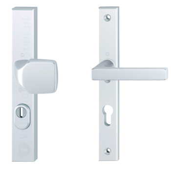 Hoppe Dallas smalschild knop/kruk - aluminium F1 - PC55 LS met kerntrekbeveiliging (rechthoekig) - SKG*** Hoppe Dallas smalschild knop/kruk - aluminium F1 - PC55 LS met kerntrekbeveiliging (rechthoekig) - SKG***