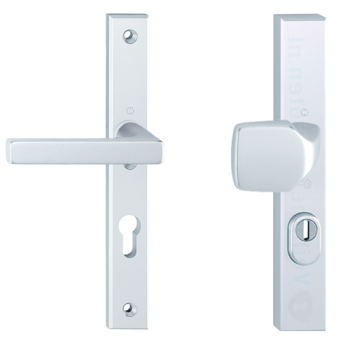Hoppe Dallas smalschild knop/kruk - aluminium F1 - PC72 RS met kerntrekbeveiliging (rechthoekig) - SKG*** Hoppe Dallas smalschild knop/kruk - aluminium F1 - PC72 RS met kerntrekbeveiliging (rechthoekig) - SKG***