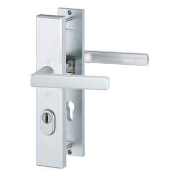 Hoppe Dallas veiligheidsbeslag kruk/kruk - aluminium F1 - PC92 met kerntrekbeveiliging (rechthoekig) - SKG*** Hoppe Dallas veiligheidsbeslag kruk/kruk - aluminium F1 - PC92 met kerntrekbeveiliging (rechthoekig) - SKG***