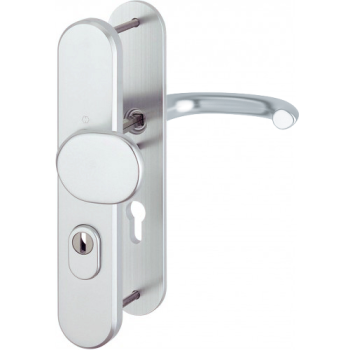 Hoppe Marseille veiligheidsbeslag knop/kruk - aluminium F1 - PC55 LS met kerntrekbeveiliging (afgerond) - SKG*** Hoppe Marseille veiligheidsbeslag knop/kruk - aluminium F1 - PC55 LS met kerntrekbeveiliging (afgerond) - SKG***