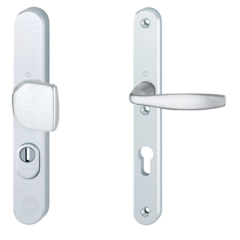 Hoppe New York smalschild knop/kruk - aluminium F1 - PC55 LS met kerntrekbeveiliging (afgerond) - SKG*** Hoppe New York smalschild knop/kruk - aluminium F1 - PC55 LS met kerntrekbeveiliging (afgerond) - SKG***
