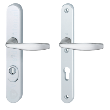Hoppe New York smalschild kruk/kruk - aluminium F1 - PC92 met kerntrekbeveiliging (afgerond) - SKG*** Hoppe New York smalschild kruk/kruk - aluminium F1 - PC92 met kerntrekbeveiliging (afgerond) - SKG***