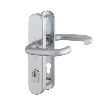 Hoppe Paris veiligheidsbeslag kruk/kruk - F69 - PC55 met kerntrekbeveiliging RVS (afgerond) - SKG*** Hoppe Paris veiligheidsbeslag kruk/kruk - F69 - PC55 met kerntrekbeveiliging RVS (afgerond) - SKG***