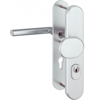 Hoppe Stockholm veiligheidsbeslag knop/kruk - aluminium F1 - PC72 RS met kerntrekbeveiliging (afgerond) - SKG*** Hoppe Stockholm veiligheidsbeslag knop/kruk - aluminium F1 - PC72 RS met kerntrekbeveiliging (afgerond) - SKG***