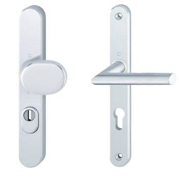 Hoppe Stockholm smalschild knop/kruk - aluminium F1 - PC72 LS met kerntrekbeveiliging (afgerond) - SKG*** Hoppe Stockholm smalschild knop/kruk - aluminium F1 - PC72 LS met kerntrekbeveiliging (afgerond) - SKG***