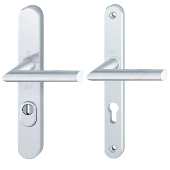 Hoppe Stockholm smalschild kruk/kruk - aluminium F1 - PC55 met kerntrekbeveiliging (afgerond) - SKG*** Hoppe Stockholm smalschild kruk/kruk - aluminium F1 - PC55 met kerntrekbeveiliging (afgerond) - SKG***