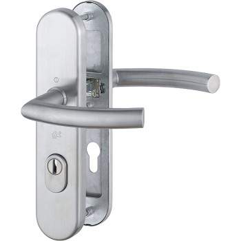 Hoppe Trondheim veiligheidsbeslag kruk/kruk - F69 - PC72 met kerntrekbeveiliging RVS (afgerond) - SKG*** Hoppe Trondheim veiligheidsbeslag kruk/kruk - F69 - PC72 met kerntrekbeveiliging RVS (afgerond) - SKG***