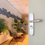 Hoppe Verona veiligheidsbeslag kruk/kruk - aluminium F1 - PC55 met kerntrekbeveiliging (afgerond) - SKG*** Hoppe Verona veiligheidsbeslag kruk/kruk - aluminium F1 - PC55 met kerntrekbeveiliging (afgerond) - SKG***