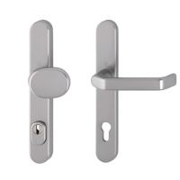 Hoppe smalschild knop/kruk met kerntrekbeveiliging RVS look (afgerond) - SKG*** Hoppe smalschild knop/kruk met kerntrekbeveiliging RVS look (afgerond) - SKG***
