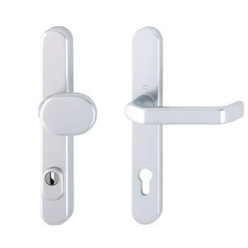 Hoppe smalschild knop/kruk met kerntrekbeveiliging aluminium (afgerond) - SKG*** Hoppe smalschild knop/kruk met kerntrekbeveiliging aluminium (afgerond) - SKG***