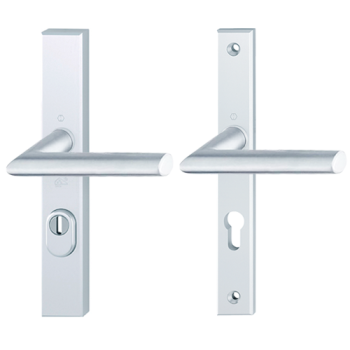 Hoppe Stockholm smalschild kruk/kruk - aluminium F1 - PC72 met kerntrekbeveiliging (rechthoekig) - SKG*** Hoppe Stockholm smalschild kruk/kruk - aluminium F1 - PC72 met kerntrekbeveiliging (rechthoekig) - SKG***