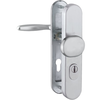 Hoppe Verona veiligheidsbeslag knop/kruk F69 PC92 RS met kerntrekbeveiliging RVS (afgerond) - SKG***