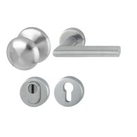 Hoppe Amsterdam voordeur rozetbeslag knop/kruk met kerntrekbeveiliging RVS (rond) DD38-58 mm - SKG***