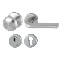 Hoppe Bonn voordeur rozetbeslag knop/kruk met kerntrekbeveiliging RVS (rond) DD38-58 mm - SKG***