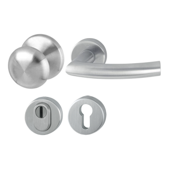 Hoppe Trondheim voordeur rozetbeslag knop/kruk met kerntrekbeveiliging RVS (rond) DD38-58 mm - SKG***