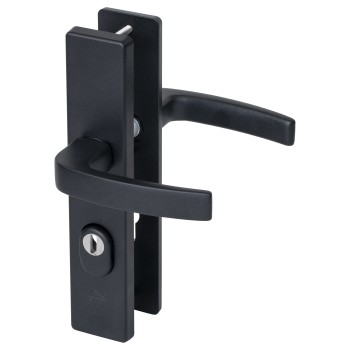 Nemef 3417-2 veiligheidsbeslag kruk/ kruk zwart met kerntrekbeveiliging PC55 deurdikte 38 tot 45 mm SKG3